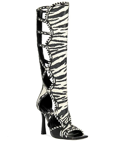 Azalea Wang Indrani High Zebra Print Gladiator Sandals
