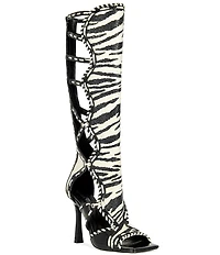 Azalea Wang Indrani High Zebra Print Gladiator Sandals