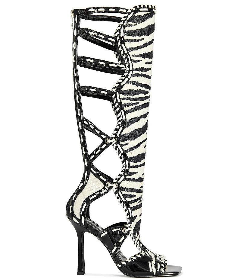 Azalea Wang Indrani High Zebra Print Gladiator Sandals