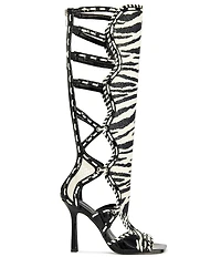 Azalea Wang Indrani High Zebra Print Gladiator Sandals