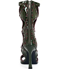 Azalea Wang Indrani Snake Print Open Toe Boots
