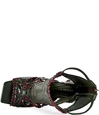 Azalea Wang Indrani Snake Print Open Toe Boots