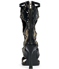 Azalea Wang Indrani Snake Print Square Toe Gladiator Sandals