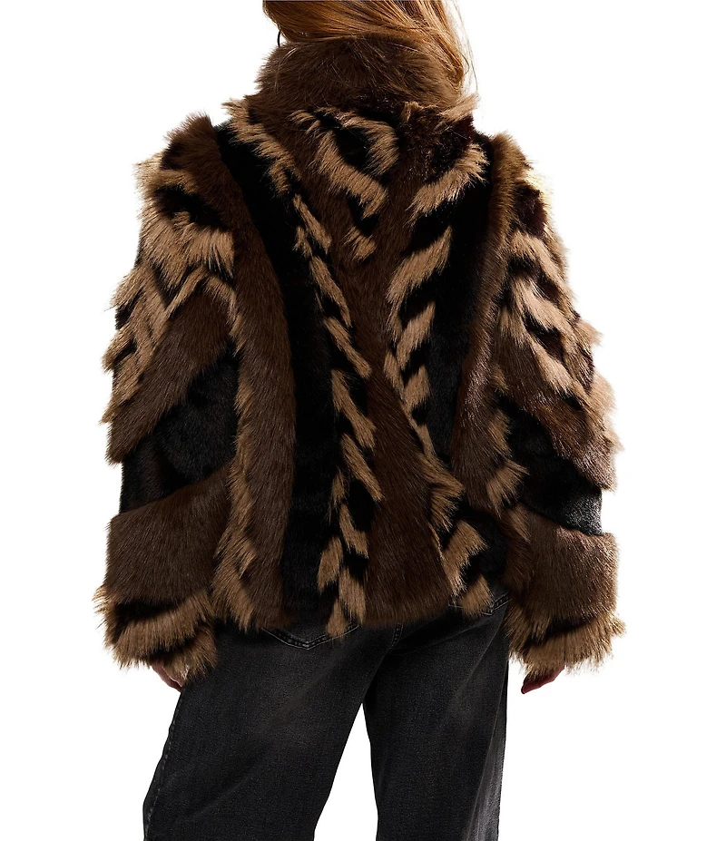 Azalea Wang Inez Stand Collar Faux Fur Zip Front Jacket