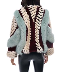 Azalea Wang Inez Striped Faux Fur Collared Filled Statement Jacket