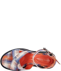 Azalea Wang Jaetyn Plaid Ankle Wrap Platform Block Heel Sandals