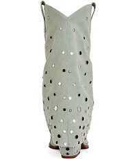 Azalea Wang Jaimy Studded Canvas Foldover Western Booties