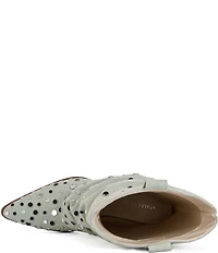 Azalea Wang Jaimy Studded Canvas Foldover Western Booties