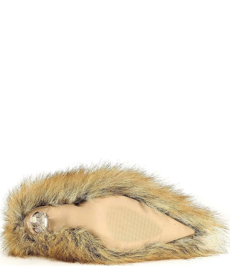 Azalea Wang Jameeck Red Fox Faux Fur Pointed Toe Stiletto Pumps