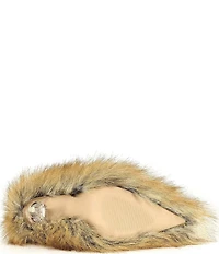 Azalea Wang Jameeck Red Fox Faux Fur Pointed Toe Stiletto Pumps