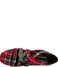 Azalea Wang Jemisha Plaid Wraparound Ankle Tie Platform Sandals
