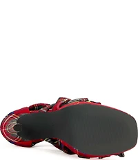 Azalea Wang Jemisha Plaid Wraparound Ankle Tie Platform Sandals