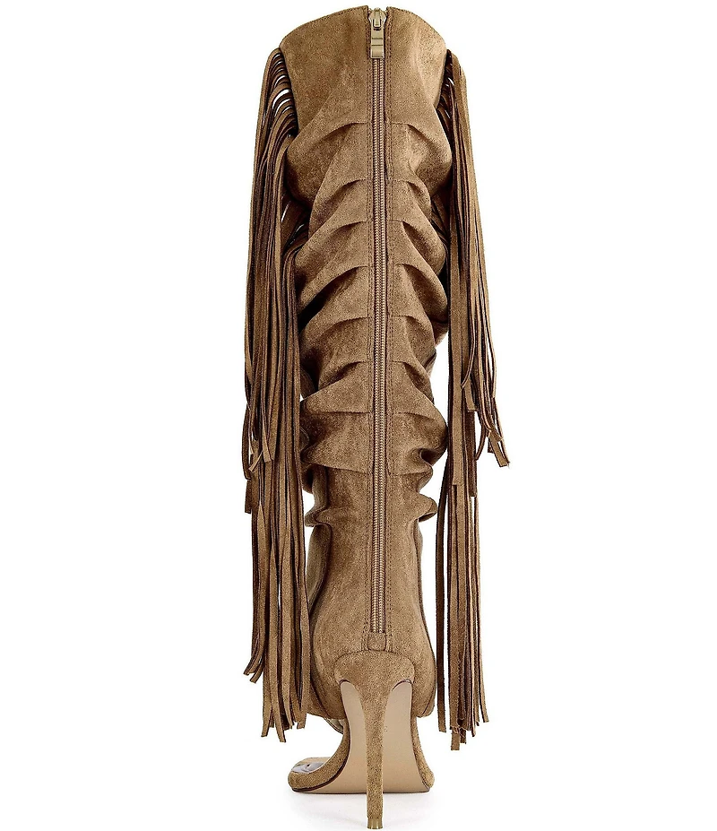 Azalea Wang Johanna Fringed Slouch Tall Thong Stiletto Boots