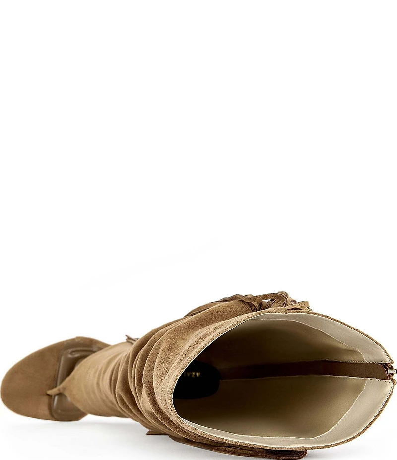 Azalea Wang Johanna Fringed Slouch Tall Thong Stiletto Boots