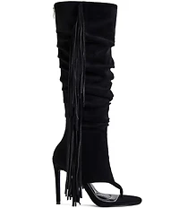 Azalea Wang Johanna Fringed Slouch Tall Thong Stiletto Boots