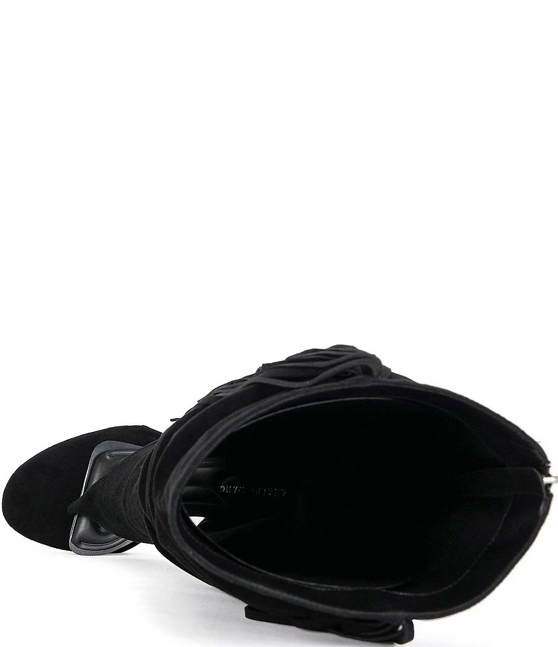 Azalea Wang Johanna Fringed Slouch Tall Thong Stiletto Boots