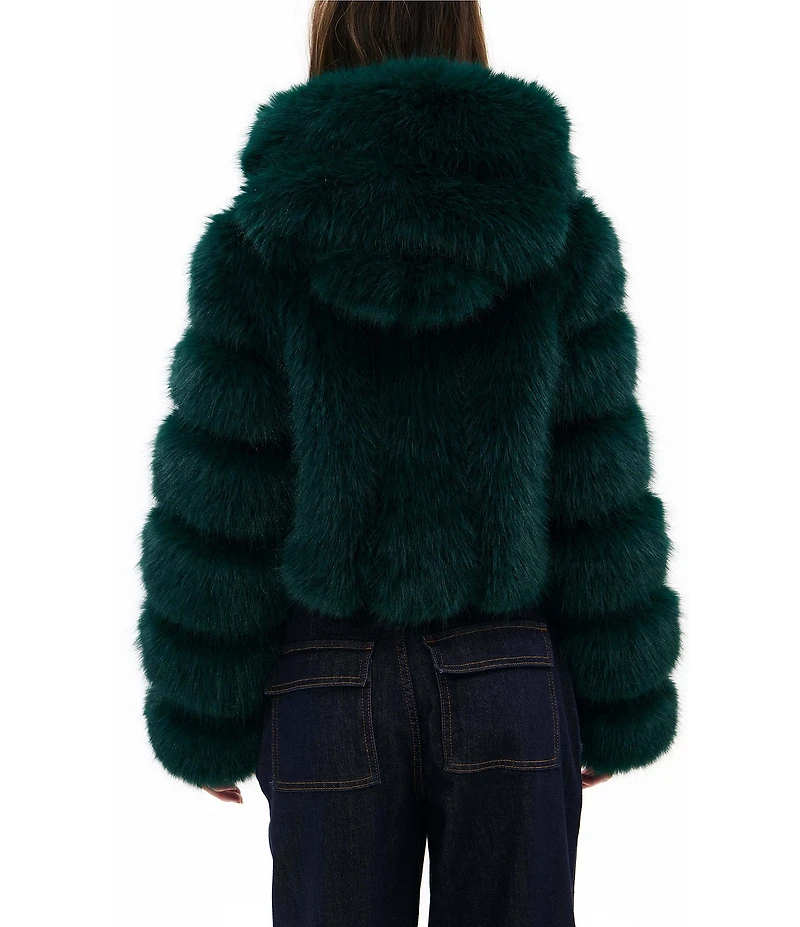 Azalea Wang Jolene Faux Fur Hooded Neck Long Sleeve Bomber Jacket