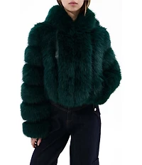 Azalea Wang Jolene Faux Fur Hooded Neck Long Sleeve Bomber Jacket