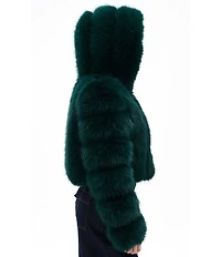 Azalea Wang Jolene Faux Fur Hooded Neck Long Sleeve Bomber Jacket