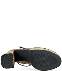 Azalea Wang Juliara Multi Snake Print Harlequin Stitch Ankle Strap Platform Pumps