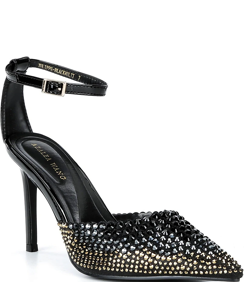 Azalea Wang Julippe Rhinestone Ankle Strap Dress Pumps