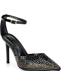 Azalea Wang Julippe Rhinestone Ankle Strap Dress Pumps