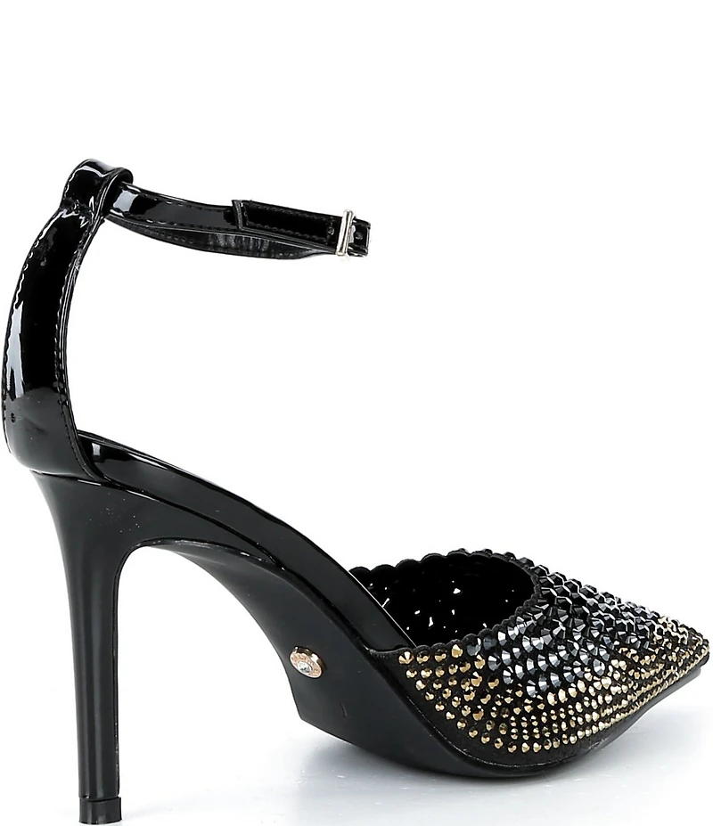 Azalea Wang Julippe Rhinestone Ankle Strap Dress Pumps