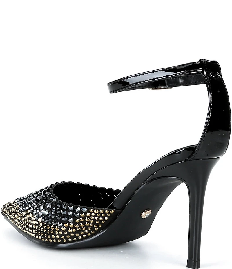Azalea Wang Julippe Rhinestone Ankle Strap Dress Pumps
