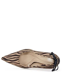 Azalea Wang Kabira Zebra Print Laced Back Curved Wedge Pumps