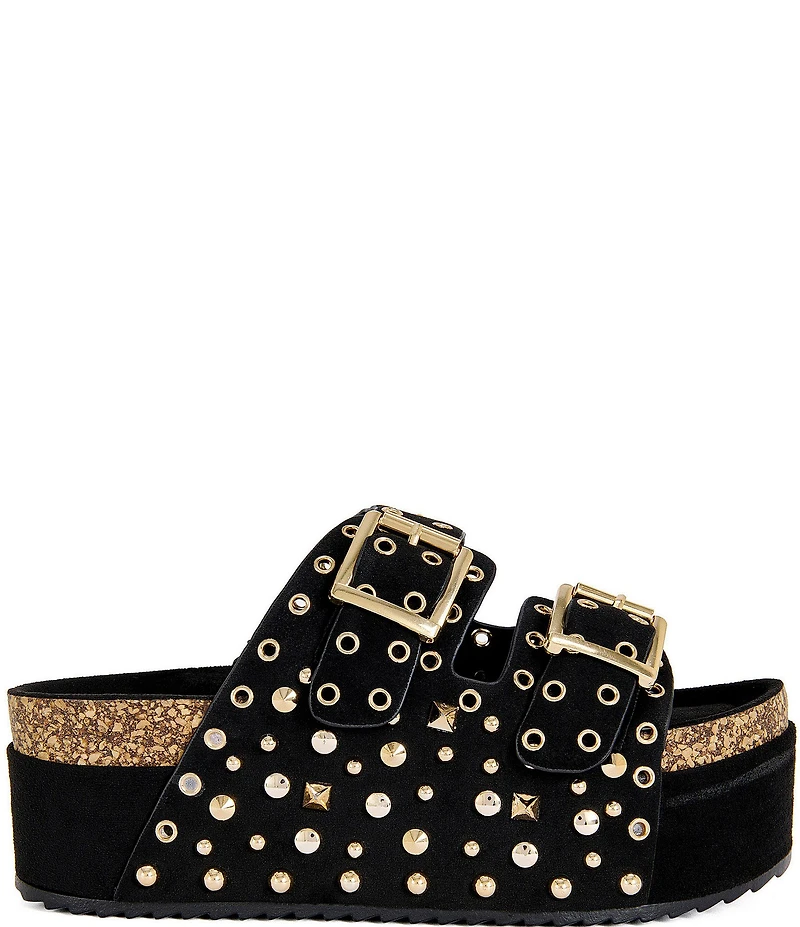 Azalea Wang Kaegan Studded Grommet Platform Slide Sandals