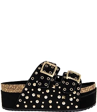 Azalea Wang Kaegan Studded Grommet Platform Slide Sandals