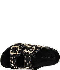 Azalea Wang Kaegan Studded Grommet Platform Slide Sandals