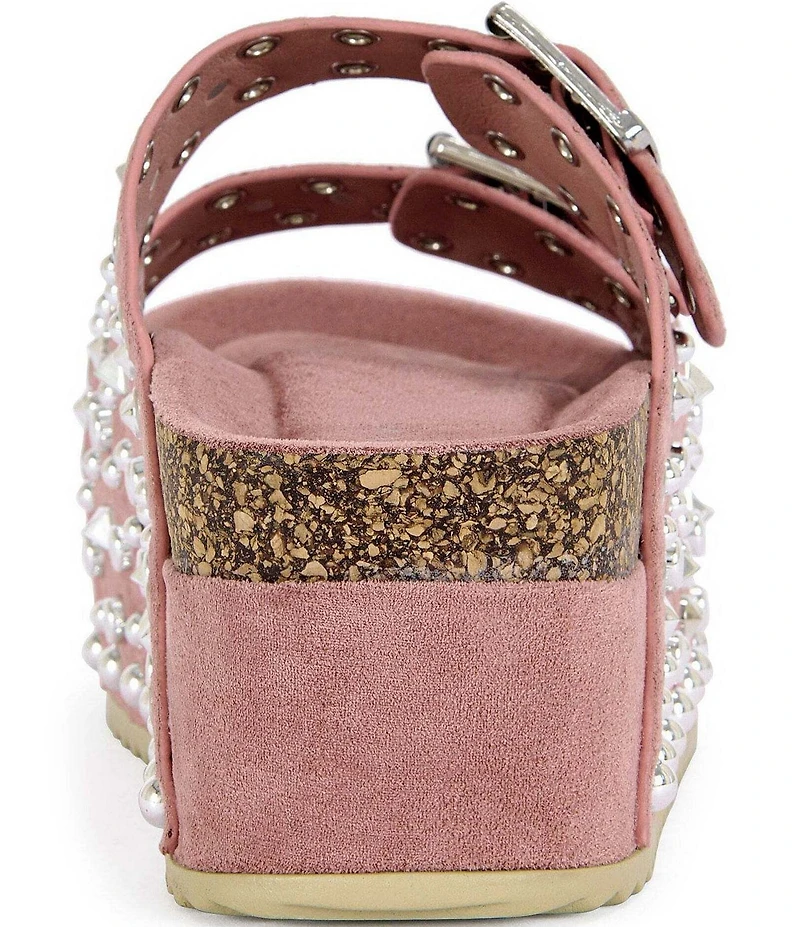 Azalea Wang Kaegan Studded Grommet Platform Slide Sandals