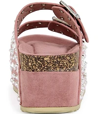 Azalea Wang Kaegan Studded Grommet Platform Slide Sandals