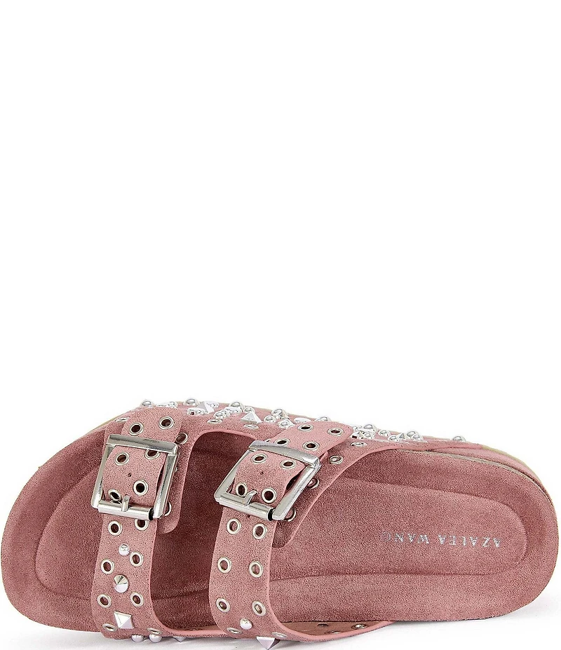 Azalea Wang Kaegan Studded Grommet Platform Slide Sandals