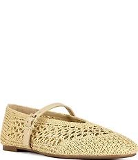 Azalea Wang Kalenna Woven Raffia Mary Jane Ballet Flats