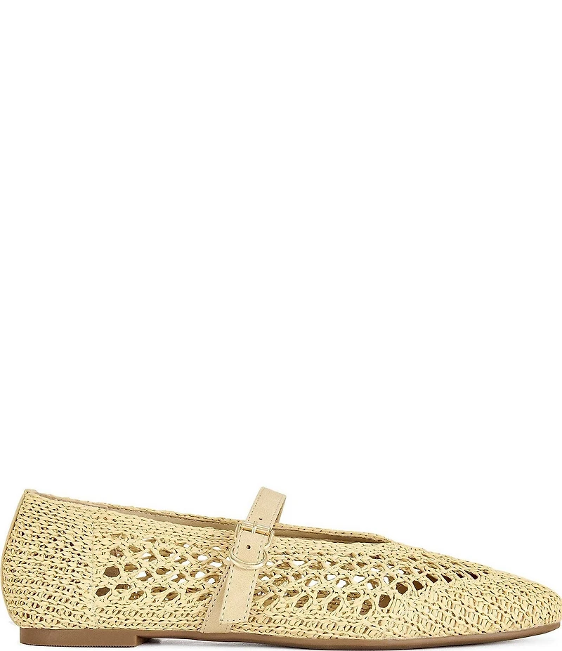 Azalea Wang Kalenna Woven Raffia Mary Jane Ballet Flats