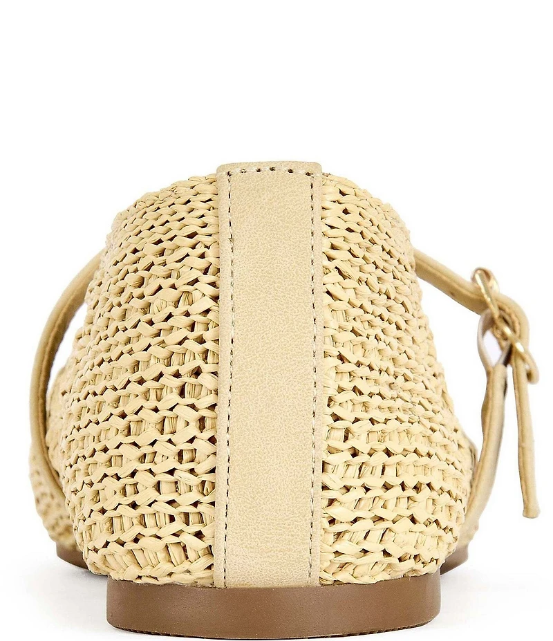 Azalea Wang Kalenna Woven Raffia Mary Jane Ballet Flats