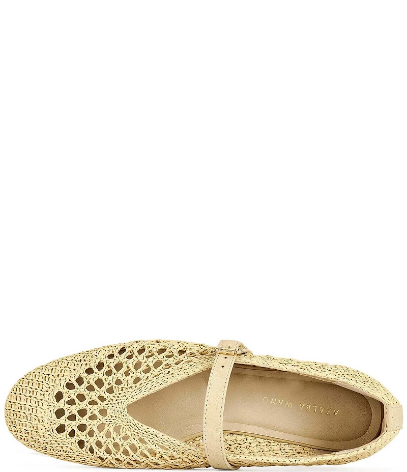 Azalea Wang Kalenna Woven Raffia Mary Jane Ballet Flats