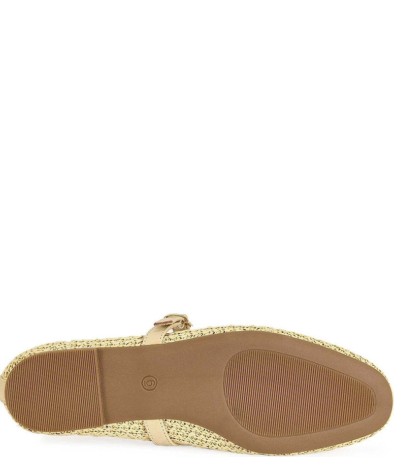 Azalea Wang Kalenna Woven Raffia Mary Jane Ballet Flats
