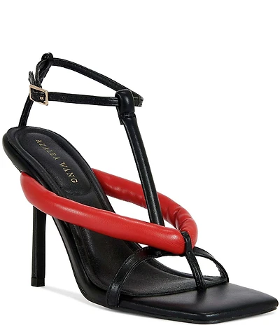 Azalea Wang Kalia Square Toe Thong Ankle Wrap Dress Sandals