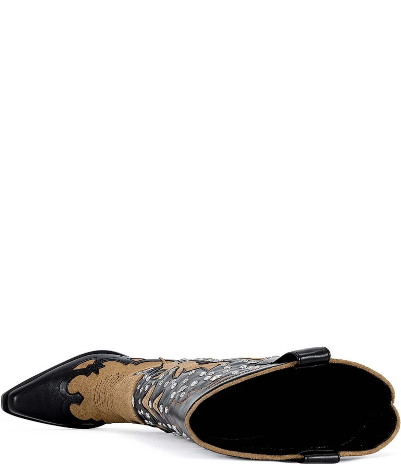 Azalea Wang Kalpana Studded Heeled Western Boots