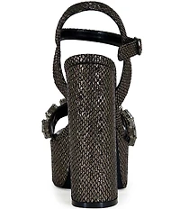 Azalea Wang Kamilla Embossed Jewel Band Ankle Strap Platform Block Heel Dress Sandals