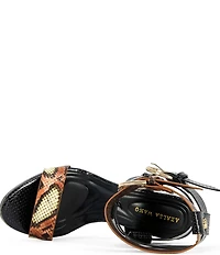 Azalea Wang Kandinsky Mixed Snake Print Ankle Strap Stiletto Sandals