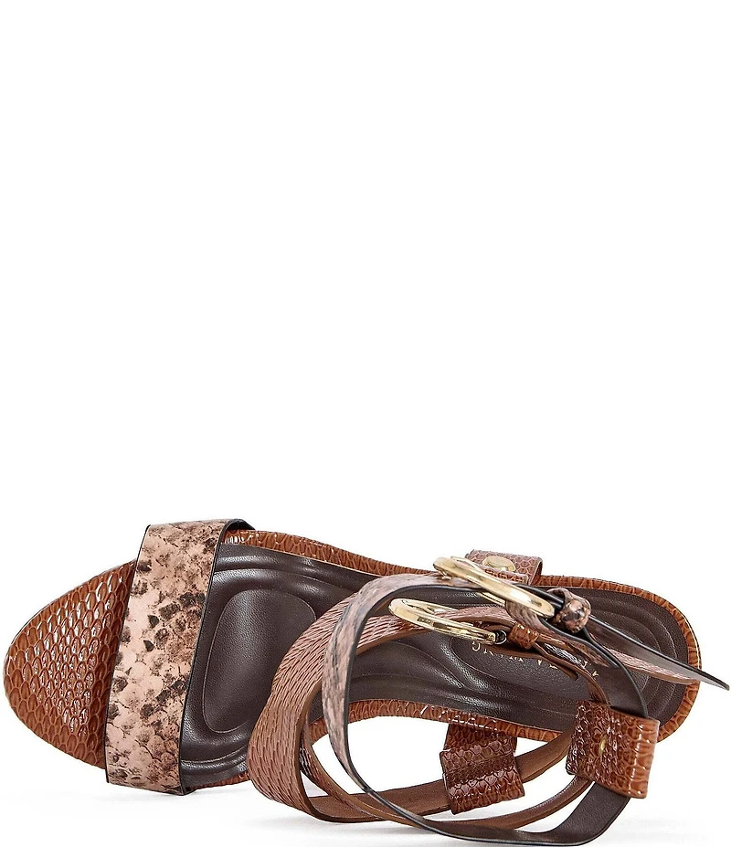 Azalea Wang Kandinsky Mixed Snake Print Ankle Straps Stiletto Sandals