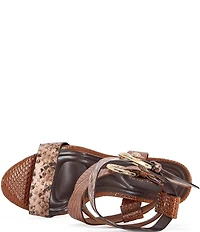 Azalea Wang Kandinsky Mixed Snake Print Ankle Straps Stiletto Sandals