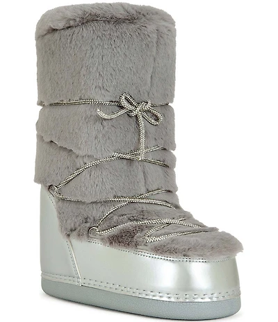 Azalea Wang Karmela Faux Fur High Platform Moon Boots