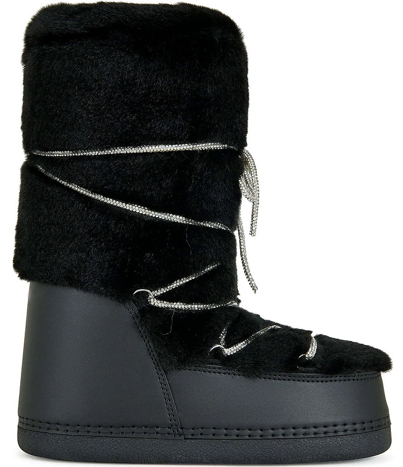 Azalea Wang Karmela Faux Fur High Platform Moon Boots