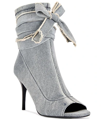 Azalea Wang Karter Denim Bow Booties