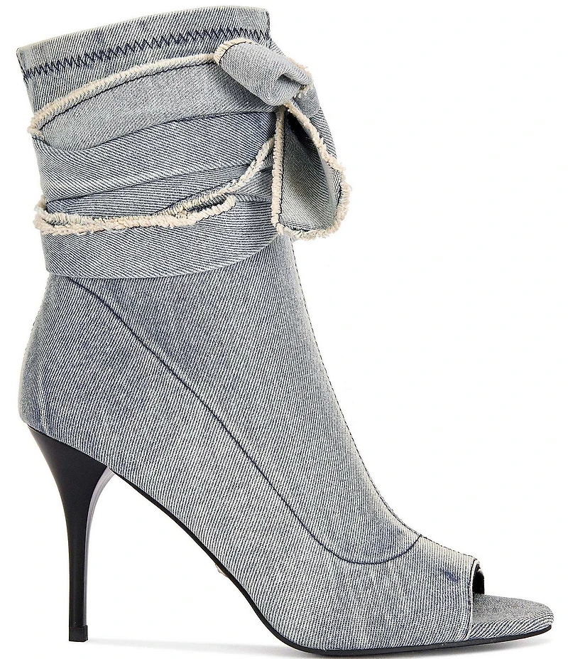 Azalea Wang Karter Denim Bow Booties